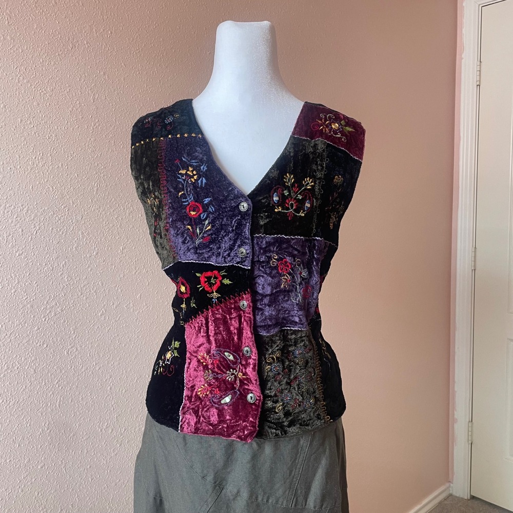 Vintage 90s‎ Whimsygoth Patchwork Velvet Vest